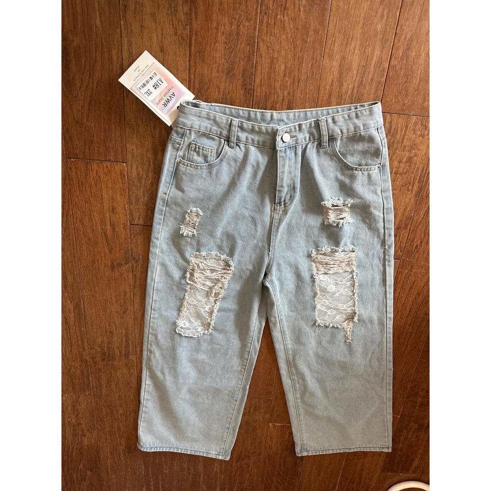 Unbranded Light Wash Baggy Denim Jorts Streetwear Skater Shorts 2XL 9762#-11